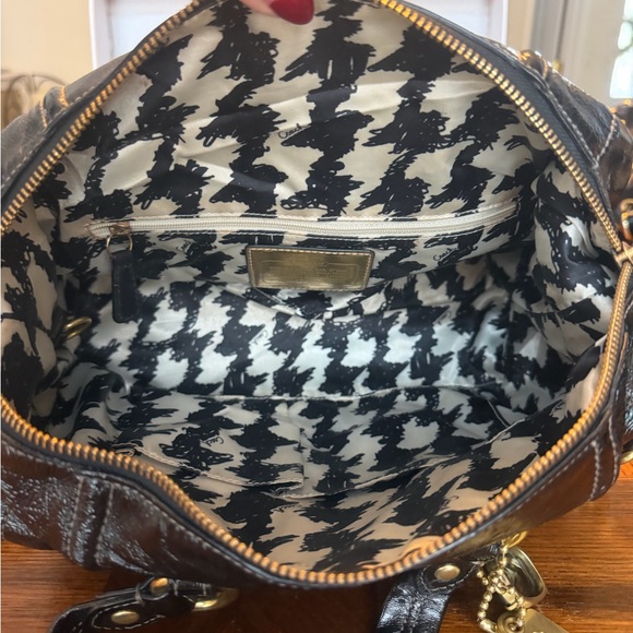 Coach Shiny Black Leather Medium Satchel with Gold Accents - Picture 5 of 5